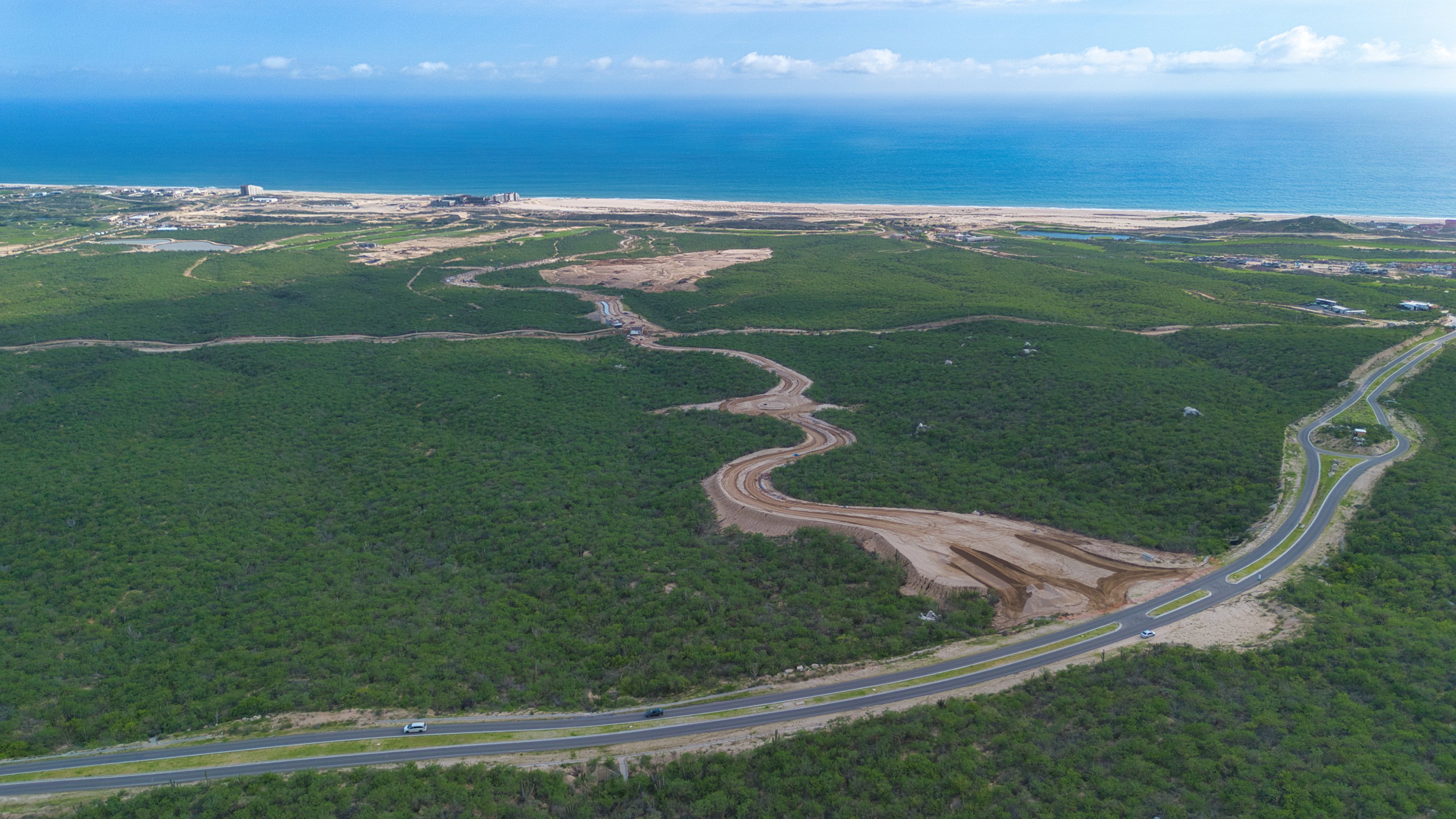 Aerial view toward the Pacific coast at Pacifico Heights